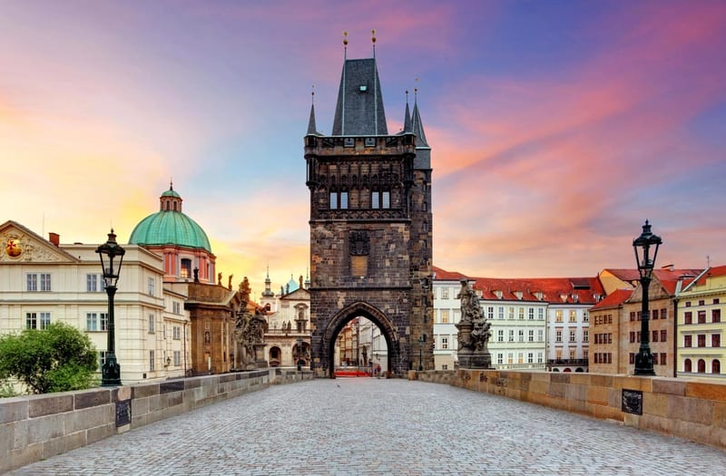 Prague old town at sunrise without crowds