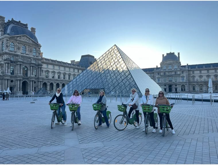The glass pyramid in the courtyard of the Louvre in Paris