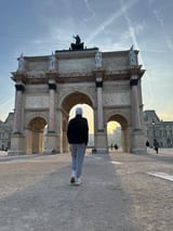 The Tuileries gardens by the Louvre at sunrise
